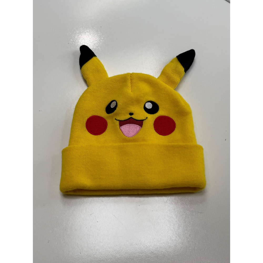 Pokemon Pikachu Youth Beanie Hat Yellow Knit Cap 3D Ears Nintendo OSFM